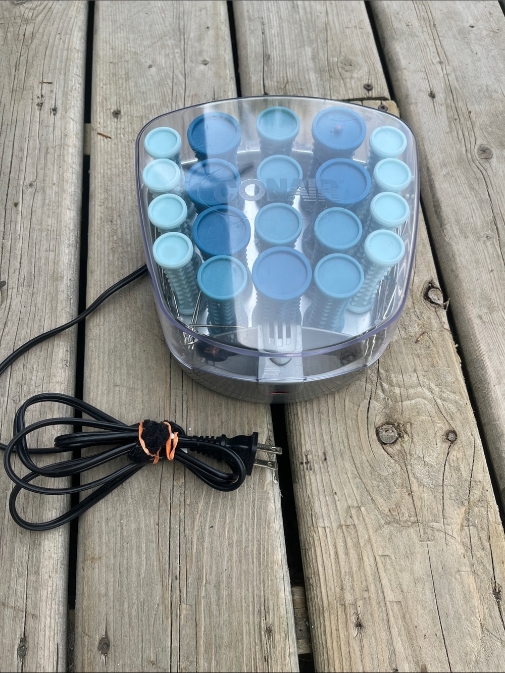Conair Blue Hot Hair Rollers with Heat Case and clips